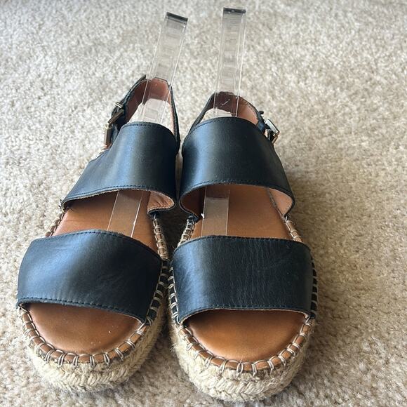 Alohas double black leather straps espadrilles sandals. - Picture 5 of 13